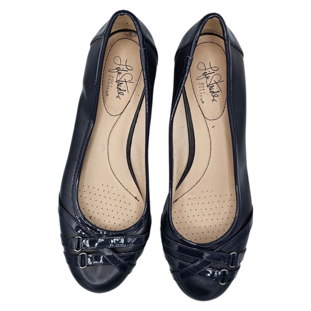 Life Stride Women's Navy Flats with Buckle Detail Size 10W